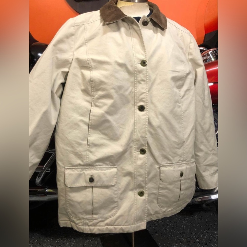 VTG LL BEAN BARN WORK COAT JACKET SIZE 3XL CORDUROY COLLAR AND CUFFS, INSULATED